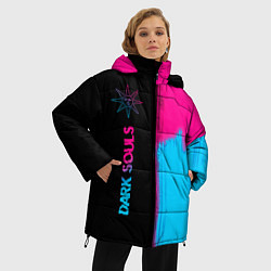 Куртка зимняя женская Dark Souls - neon gradient: по-вертикали, цвет: 3D-черный — фото 2