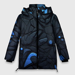 Куртка зимняя женская Blue black abstract texture, цвет: 3D-черный