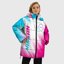 Куртка зимняя женская Nissan neon gradient style: надпись, символ, цвет: 3D-черный — фото 2