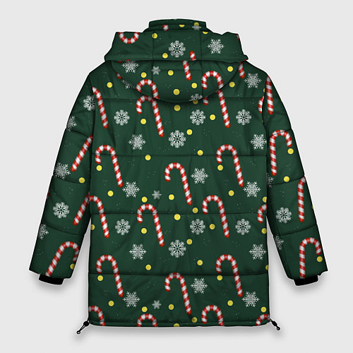 Женская зимняя куртка Рождественский леденец и снежинки узор / 3D-Светло-серый – фото 2