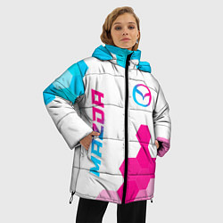 Куртка зимняя женская Mazda neon gradient style: надпись, символ, цвет: 3D-черный — фото 2