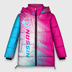 Куртка зимняя женская Nissan neon gradient style: по-вертикали, цвет: 3D-черный