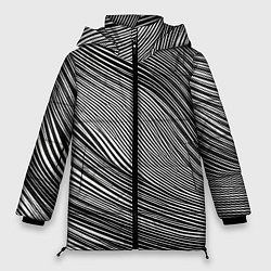 Куртка зимняя женская Черно-белые полосы абстракция, цвет: 3D-черный