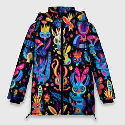Куртка зимняя женская Космические монстрики, цвет: 3D-черный