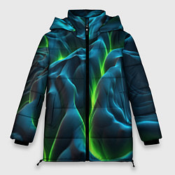 Куртка зимняя женская Зеленая кислотная текстура с плитами, цвет: 3D-черный