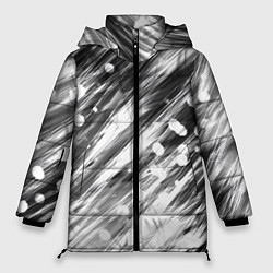 Куртка зимняя женская Черно-белые штрихи, цвет: 3D-светло-серый