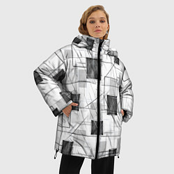 Куртка зимняя женская Квадраты и штрихи, цвет: 3D-черный — фото 2