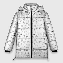 Куртка зимняя женская Спортивные аксессуары паттерн, цвет: 3D-черный