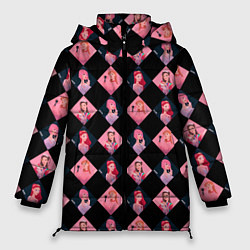 Куртка зимняя женская Клеточка black pink, цвет: 3D-красный