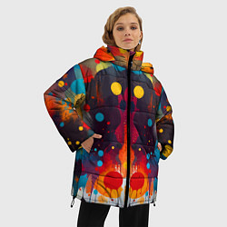 Куртка зимняя женская Mirrow colorful blots - abstraction - vogue, цвет: 3D-красный — фото 2