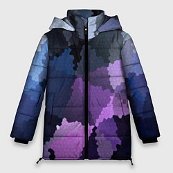 Куртка зимняя женская Сине розовый мозаичный узор, цвет: 3D-светло-серый