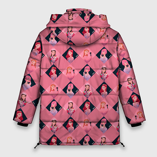 Женская зимняя куртка Розовая клеточка black pink / 3D-Светло-серый – фото 2