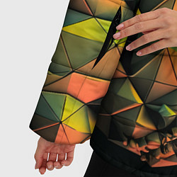 Куртка зимняя женская Зеленая кубическая абстракция, цвет: 3D-черный — фото 2