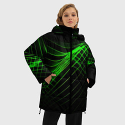 Куртка зимняя женская Зеленые яркие линии, цвет: 3D-красный — фото 2