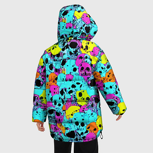 Женская зимняя куртка Паттерн из черепов - поп-арт - иллюзия / 3D-Красный – фото 4