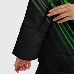 Куртка зимняя женская Зеленые абстрактные волны, цвет: 3D-черный — фото 2