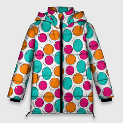 Куртка зимняя женская Яркие цветные пузыри, цвет: 3D-красный
