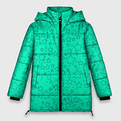 Куртка зимняя женская Звёздочки светло-зелёный, цвет: 3D-черный