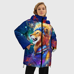 Куртка зимняя женская Космический лев - неоновое свечение, цвет: 3D-черный — фото 2