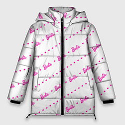 Куртка зимняя женская Барби паттерн - логотип и сердечки, цвет: 3D-черный