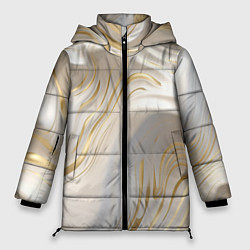 Куртка зимняя женская Бежевая абстракция, цвет: 3D-красный