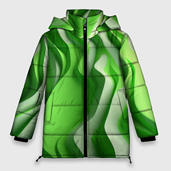 Куртка зимняя женская Зеленые объемные полосы, цвет: 3D-светло-серый