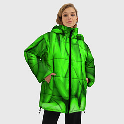 Куртка зимняя женская Зеленая абстрактная текстура, цвет: 3D-черный — фото 2