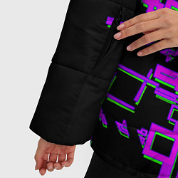 Куртка зимняя женская Кибер-глитч фиолетовый, цвет: 3D-черный — фото 2