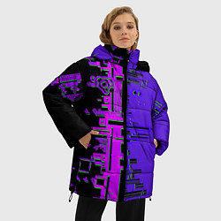 Куртка зимняя женская Кибер-глитч фиолетовый, цвет: 3D-черный — фото 2