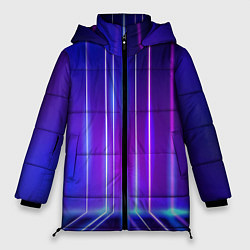 Куртка зимняя женская Neon glow - vaporwave - strips, цвет: 3D-красный