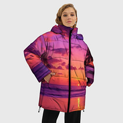 Куртка зимняя женская Пляж vice city, цвет: 3D-красный — фото 2