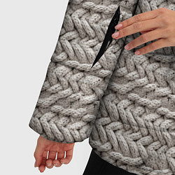 Куртка зимняя женская Вязанный стиль серая пряжа, цвет: 3D-черный — фото 2