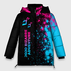 Куртка зимняя женская JoJo Bizarre Adventure - neon gradient: по-вертика, цвет: 3D-черный