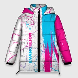 Куртка зимняя женская Evangelion neon gradient style: по-вертикали, цвет: 3D-черный