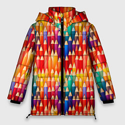 Куртка зимняя женская Цветные карандаши, цвет: 3D-черный