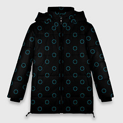 Куртка зимняя женская Неоновые круги на чёрном фоне, цвет: 3D-черный