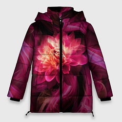 Куртка зимняя женская Розовый цветок в огне - нейросеть, цвет: 3D-светло-серый