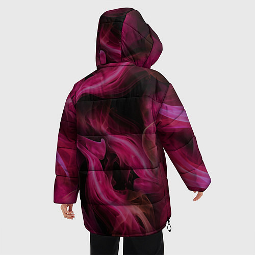 Женская зимняя куртка Розовый цветок в огне - нейросеть / 3D-Красный – фото 4
