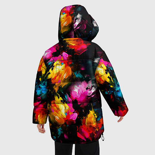Женская зимняя куртка Краски и цветы / 3D-Красный – фото 4
