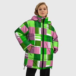 Куртка зимняя женская Ретро квадраты ванильные, цвет: 3D-черный — фото 2