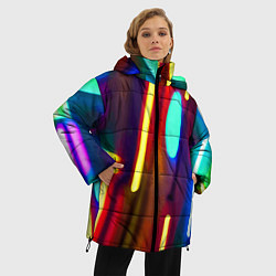 Куртка зимняя женская Абстрактная неоновая композиция, цвет: 3D-красный — фото 2