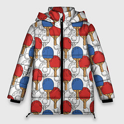 Куртка зимняя женская Настольный теннис - ракетки, цвет: 3D-красный