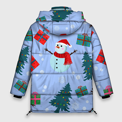 Женская зимняя куртка Снеговики с новогодними подарками паттерн / 3D-Светло-серый – фото 2