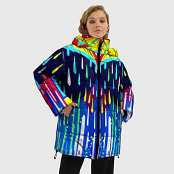 Куртка зимняя женская Два зонтика под дождём - нейросеть, цвет: 3D-черный — фото 2