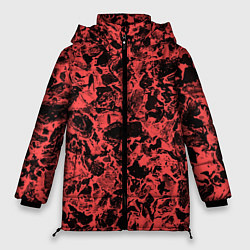 Куртка зимняя женская Каменная текстура коралловый, цвет: 3D-черный