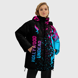 Куртка зимняя женская Hollywood Undead - neon gradient: по-вертикали, цвет: 3D-черный — фото 2