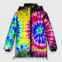 Куртка зимняя женская Colorful floral composition - tie-dye, цвет: 3D-черный