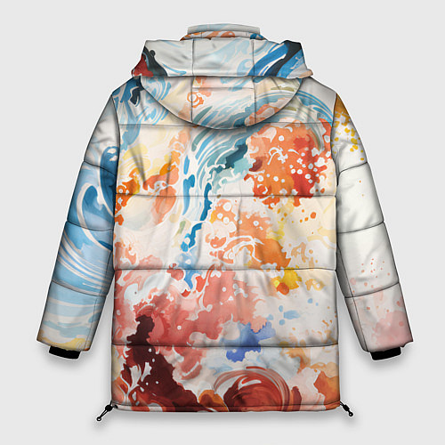 Женская зимняя куртка Абстрактные контрастные волны / 3D-Светло-серый – фото 2