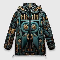 Куртка зимняя женская Рисунок в египетском стиле, цвет: 3D-светло-серый