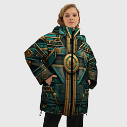 Куртка зимняя женская Орнамент в египетском стиле, цвет: 3D-светло-серый — фото 2
